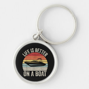 Vintage Life Is Better On A Boat Captain Boating P Key Ring