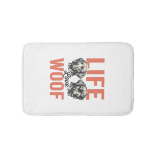Vintage Life Love Woof Dog Graphic Design_1 Bath Mat