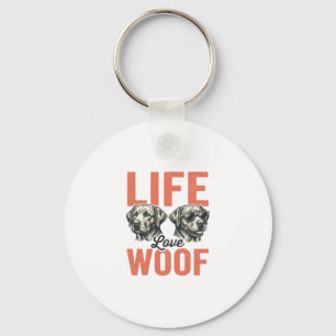 Vintage Life Love Woof Dog Graphic Design_1 Key Ring