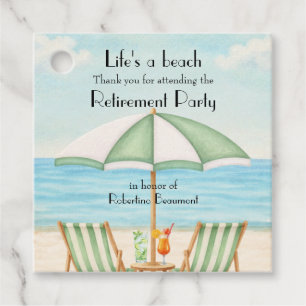 Vintage Life's a Beach Chair Cocktail Retirement Favour Tags
