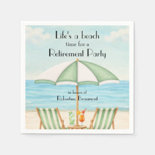 Vintage Life's a Beach Chair Cocktail Retirement  Napkin