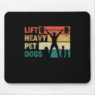 Vintage Lift Heavy Pet Dogs Funny Fitness Mouse Pad