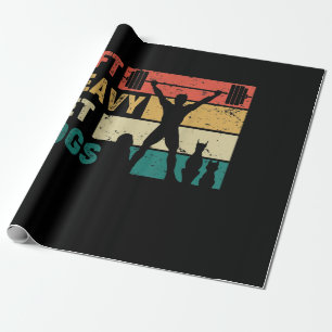 Vintage Lift Heavy Pet Dogs Funny Fitness Wrapping Paper