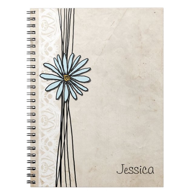 Vintage Light Blue Daisy Notebook (Front)