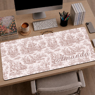 Vintage Light Brown French Country Scenic Toile Desk Mat