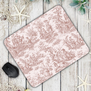 Vintage Light Brown French Country Toile de Jouy Mouse Pad