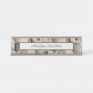 Vintage Light Bulbs Hand Written Retro Lovers Desk Name Plate