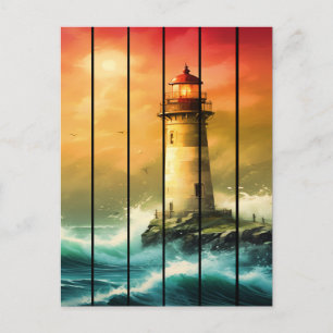 Vintage Light House Sea Shore Ocean Watch Postcard