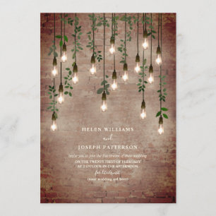 Vintage Light Industrial Brick Botanical Virtual Invitation