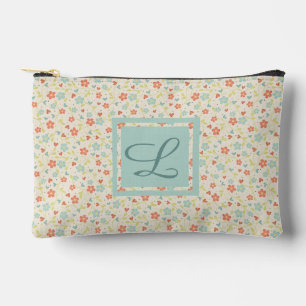 Vintage Light Spring Pretty Floral Monogram Accessory Pouch