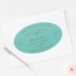 Vintage Light Teal Gold Ornamental Product Labels