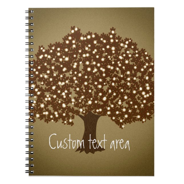 Vintage lighted tree rustic notebook journal (Front)