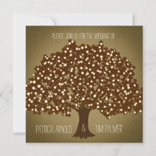 Vintage Lighted Tree Rustic Wedding Invitation