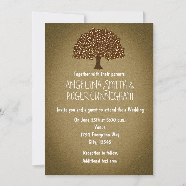 Vintage lighted tree rustic Wedding Invitation (Front)