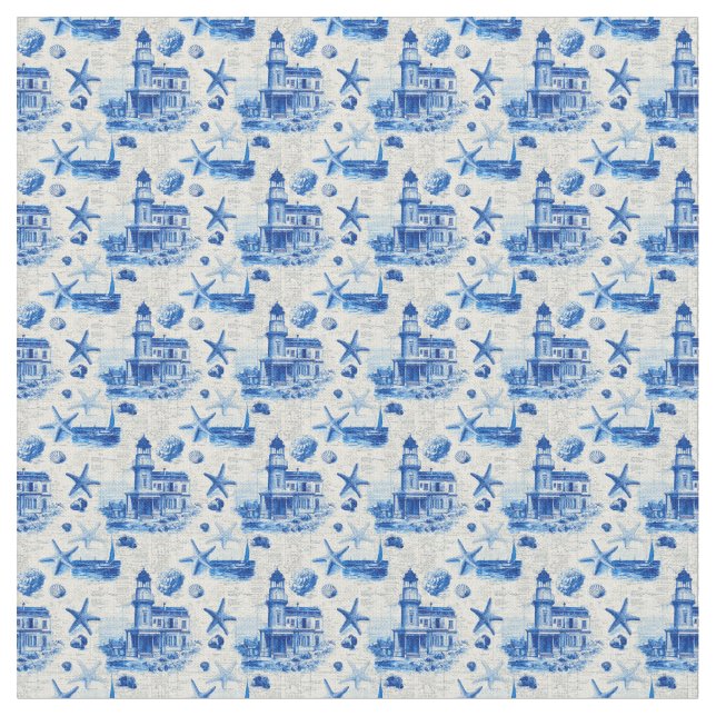 Vintage Lighthouse Art Fabric (Close Up)