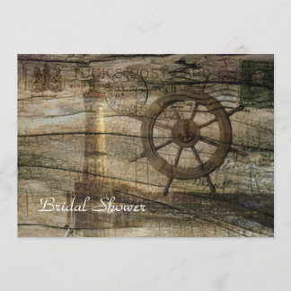 vintage lighthouse beach wedding bridal shower invitation