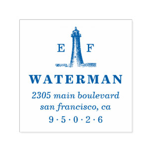 Vintage Lighthouse Monogram Return Address Self-inking Stamp