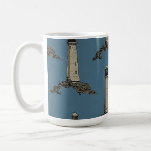 Vintage lighthouse pattern coffee mug