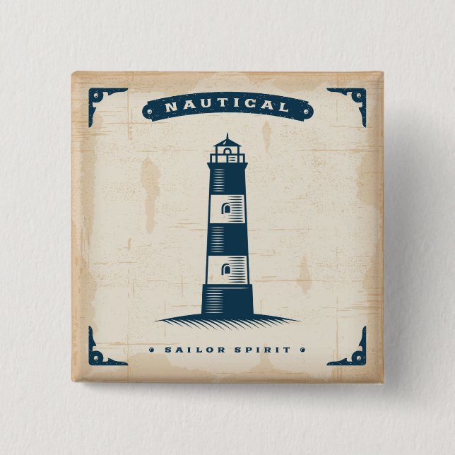 Vintage Lighthouse Poster 1 15 Cm Square Badge (Front)