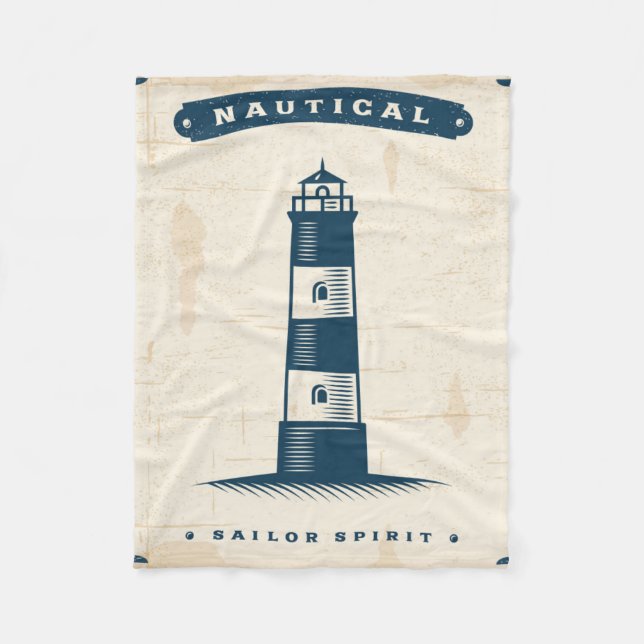 Vintage Lighthouse Poster 1 Fleece Blanket (Front)