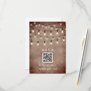 Vintage Lights Brick Wedding QR RSVP
