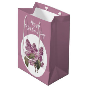 Vintage Lilac Botanical Mother' Day Holiday Medium Gift Bag