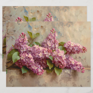 Vintage Lilac Flowers Painting Scrapbook Paper