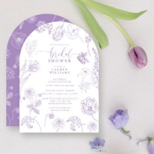 Vintage Lilac Lavender Floral Script Bridal Shower Invitation