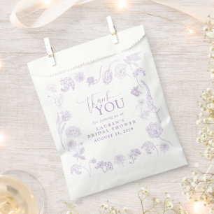 Vintage Lilac Lavender Floral Thank You Shower Favour Bag