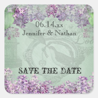 Vintage Lilac Locket Save the Date Stickers