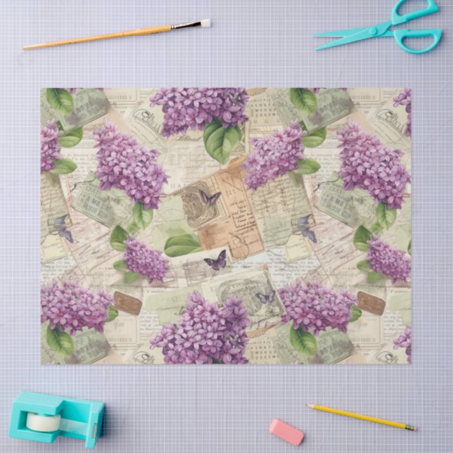 Vintage Lilac Pattern  Tissue Paper (Craft)