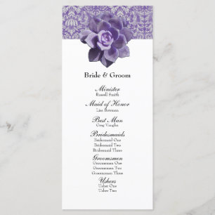 Vintage Lilac Succulent Wedding Program