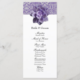 Vintage Lilac Succulent Wedding Program