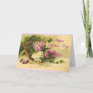 Vintage Lilacs in a Basket Mother's Day Card