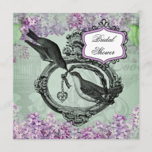 Vintage Lilacs Locket Bridal Shower Invitation