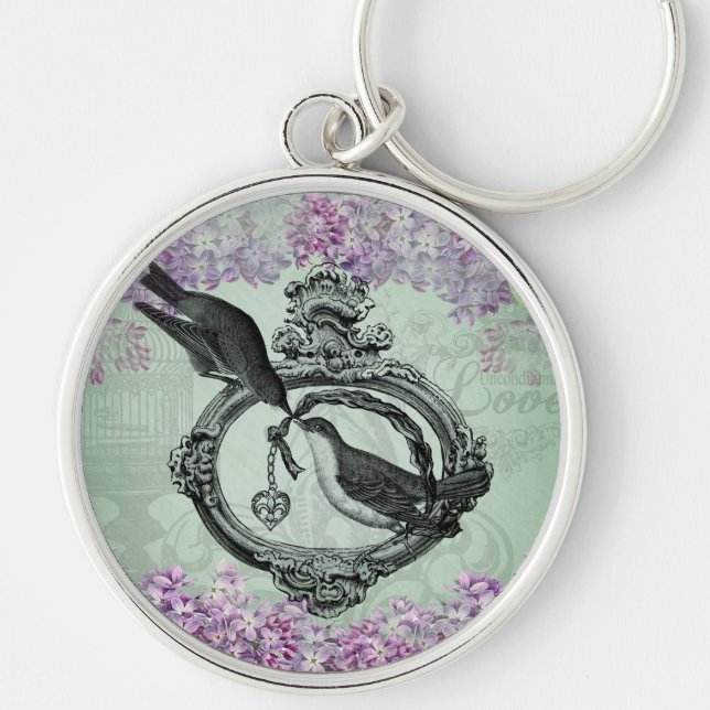 Vintage Lilacs Locket Keychain (Front)