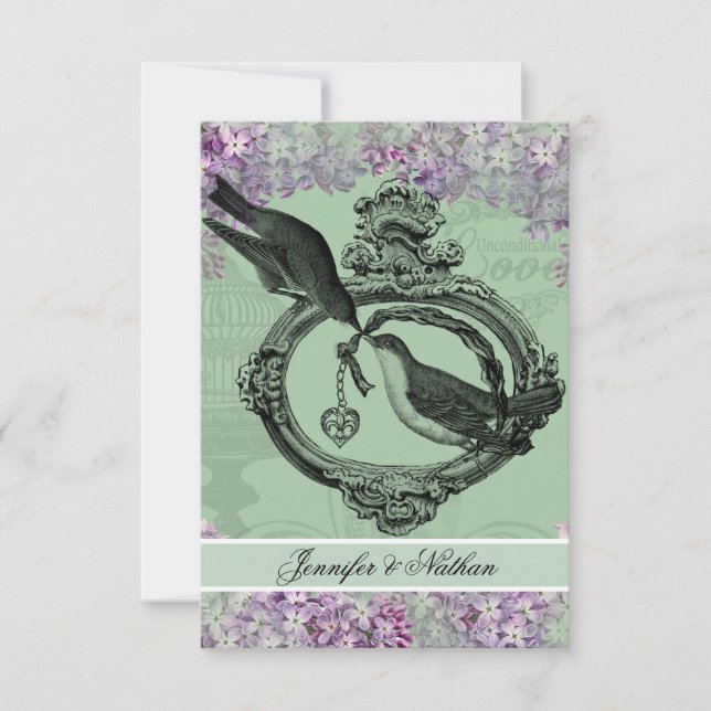 Vintage Lilacs Locket  RSVP Card (Front)