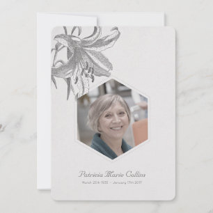 Vintage Lilies Sympathy Memorial Photo Thank you Card