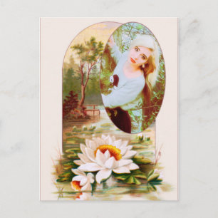 Vintage Lilly Pads Flower Frame for any Photo Postcard
