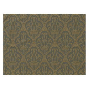 Vintage Lily and Crown Pattern Victorian Art Deco Tablecloth