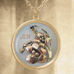 Vintage Lily Brassy Brooch pendant necklace<br><div class="desc">This beautiful pendant necklace features a vintage 2 toned metal brooch of a pair of lilies and is ultra feminine and unique. Customise this elegant floral necklace with her initials for a truly elegant gift she will treasure in any style or size, gold or silver plated. This image is original...</div>