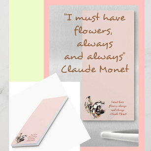 Vintage Lily I Must Have Flowers Monet Quote Magnetic Notepad