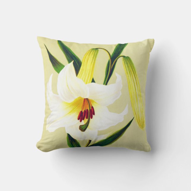 Vintage Lily Print Cushion (Front)