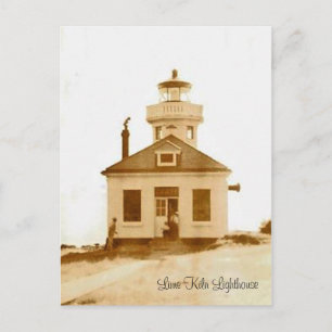 Vintage Lime Kiln Lighthouse Postcard