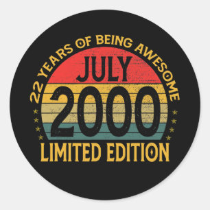 Vintage Limited Edition Birthday Decoration July Classic Round Sticker