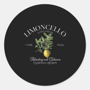 Vintage Limoncello Refreshing Lemon Graphic Italy Classic Round Sticker