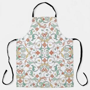 Vintage Line Art Eastern Ornament Apron