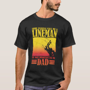 Vintage Lineman Dad Funny Electrician Father Power T-Shirt