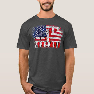 Vintage Lineman With American Flag For Gift T-Shirt