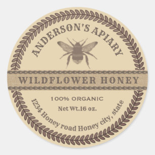 Vintage linen bee apiary honey jar label